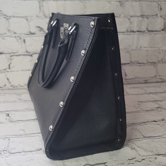 Rebecca Minkoff- Madison Satchel- Black with Studded sides-Black strap - Picture 3 of 13